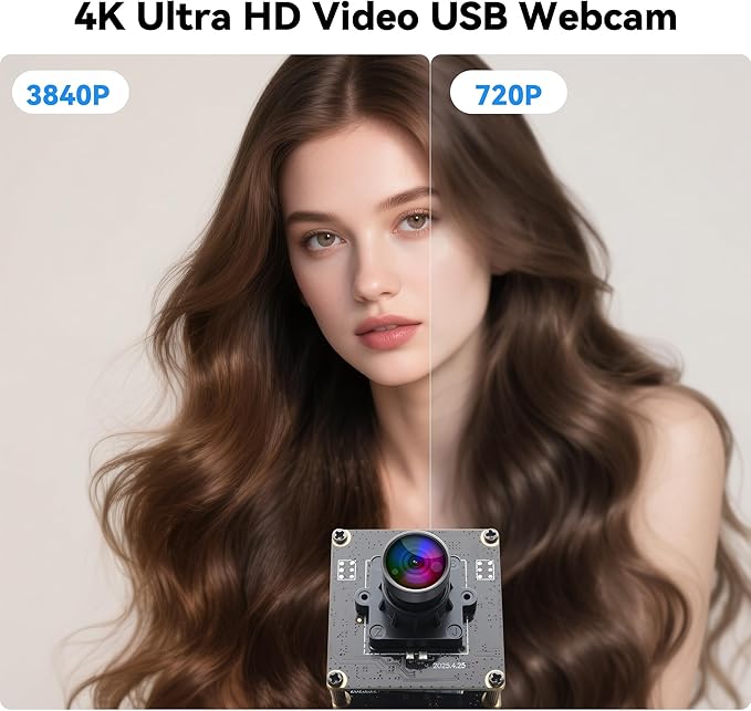 20MP USB Camera 4K 30fps USB3.0 Type-C Webcam,3840P High Resolution Camera with 95° Wide Angle No Distortion Lens, Plug & Play for Windows Linux Mac PC Jetson Nano Industrial Machine Vision