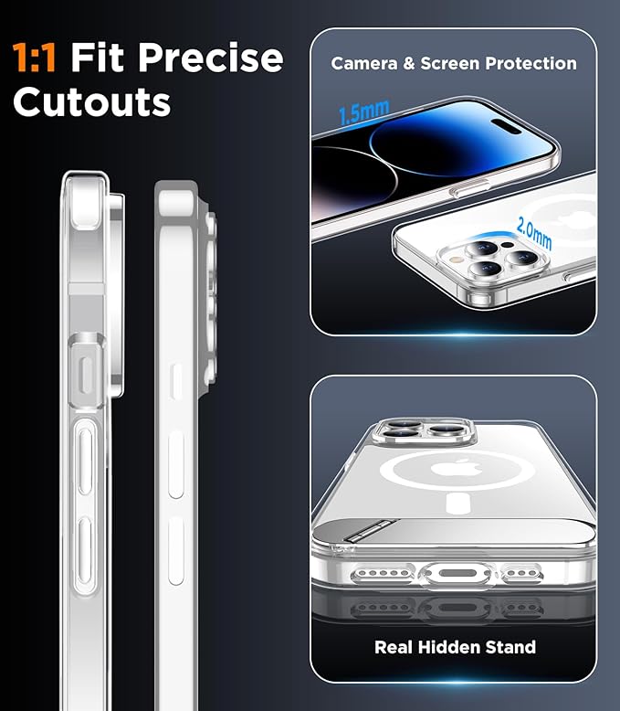 Magnetic Compatible with iPhone 14 Pro Case, [Built-in Invisible Kickstand][Compatible with MagSafe] [Military Grade Shockproof] Slim Thin Phone Case for iPhone 14 Pro 6.1