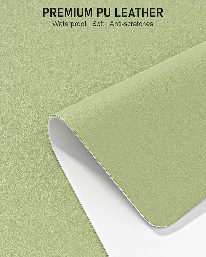 Desk Pad, 30" x 14" PU Leather Non-Slip Desk Mat Large Mouse Pad for Desktop, Waterproof Laptop Computer Writing Mat for Office, Home, Work, Gaming, Green