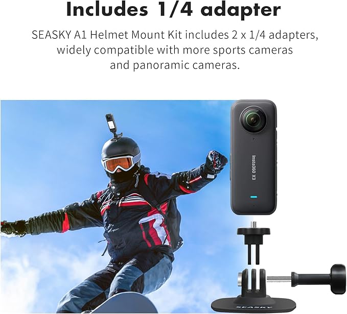 SEASKY A1 Flexible Adhesive Helmet Mount Genuine 3M for GoPro Hero13/12/11/10/9/8 DJI Action 5 Pro 4 3 2 OSMO360 Insta360 X5 X4 X3 Ace Pro 2 Sports Camera Accessories Flat Curved Surfaces