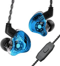 CCZ Melody Wired Gaming Earbuds, 1DD 1BA Drivers Wired Earphones, in ear Monitor with Clear Sound, 3.5mm Plug in Headphone with Comfortable Ear fins iems for Gaming PC Laptop Computer(Blue, with mic)
