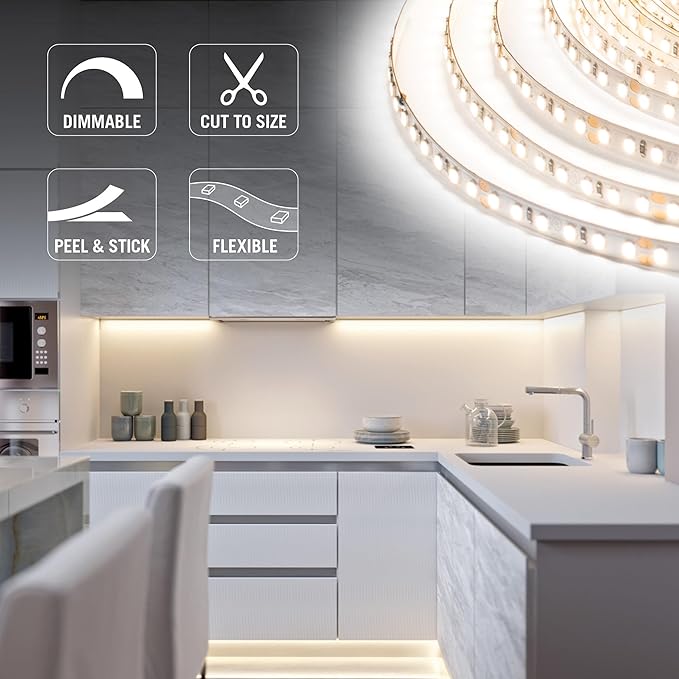 Armacost Lighting RibbonFlex Pro 24V White LED Strip Lights 120 LED/m, 2700K, 8.2 ft 136210