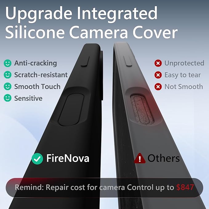 FireNova Magnetic for iPhone 17 Case, Compatible with MagSafe, [Integrated Silicone Camera Control Button] [Camera Protection] Anti-Scratch Microfiber Lining Phone Case, 6.3", Black