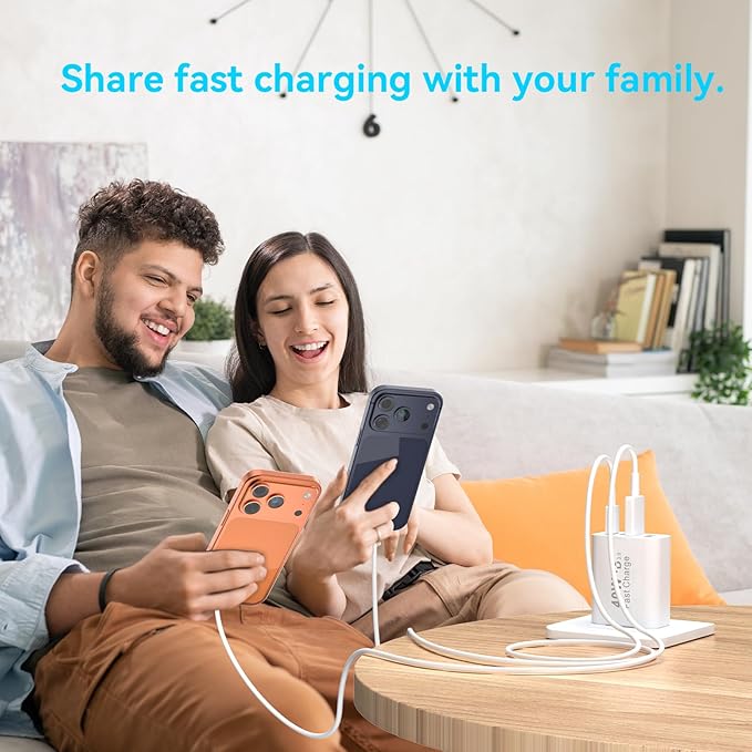 USB C Charger Block, 40W 4 Ports Type C Fast Phone Charging Blocks Cube PD USBC Wall Plug+QC 3.0 USB A Charger Brick Box Power for iPhone 17/16/15/14/13/12 Pro Max, iPad, Samsung Galaxy, Pixel, 2Pack