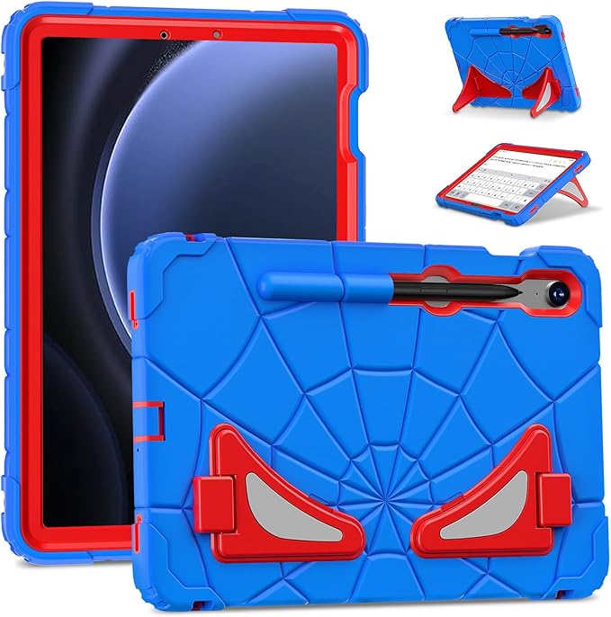 AKABEILA Compatible with Samsung Galaxy Tab S10 FE 2025/Tab S10 Lite 2025 Tablet Case，Lightweight Shockproof Rugged Protective Cover with Kickstand for Kids Children Boys Babies Blue Red