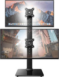 HUANUO Dual Monitor Stand for 13 to 34 Inch, Max Load 44 lbs, Vertical Monitor Mount, Freestanding Monitor Riser with Swivel, Tilt, Rotation, 13 Height Settings, Max VESA 100x100