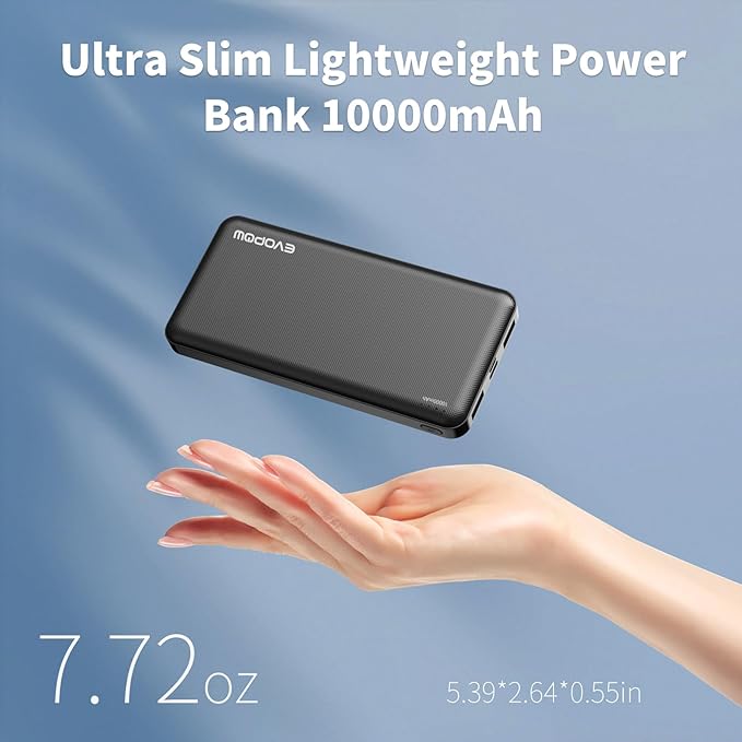 2 Pack Portable Charger, Slimmer 10000mAh Power Bank, USB C in&Out Fast Charging Battery Pack, Portable Power Bank for iPhone 16 15 14 13 12 Tablet Samsung S23 S22 Pixel and Heated Vest (Black)