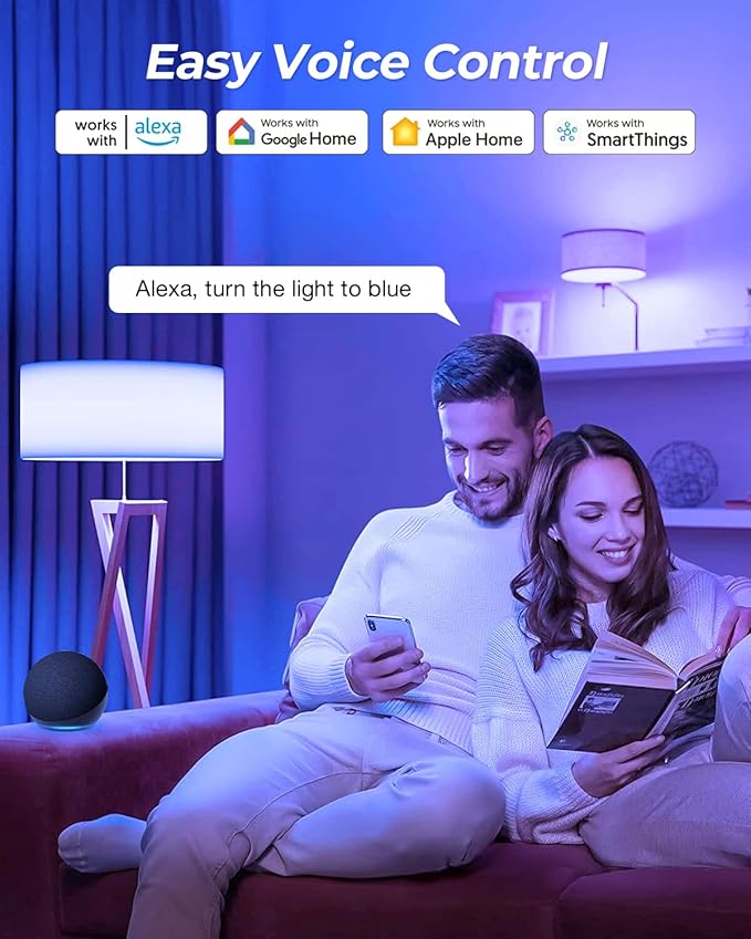 Matter E12 Smart Bulb, No Extra App Needed! RGBCW WiFi Bulb Compatible with Apple Home/Siri, Alexa & Google. Timer & Group Control, Perfect for Bedroom/Living Room Lamps, Candelabra Base