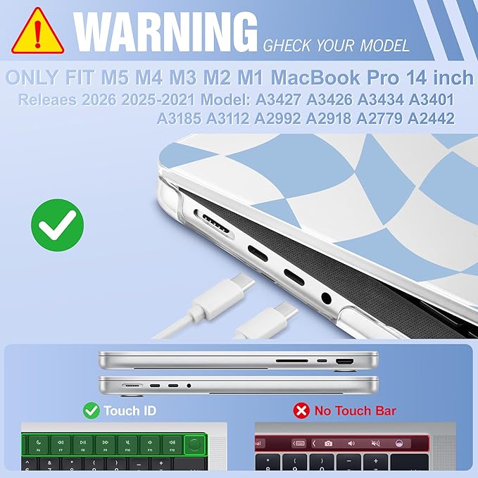May Chen for 2026 MacBook Pro 14-inch M5 M4 M3 M2 M1 Pro/Max Chip, Release 2026 2025-2021, Model A3427 A3426 A3434 A3112 A3401 A3185, Plastic Hard Shell with Keyboard Cover, Abstract & Grid