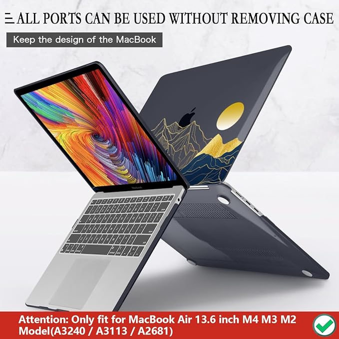 CISSOOK Compatible with MacBook Air 13.6 Inch Case A3449 A3240 A3113 A2681, Laptop Hard Shell Mountain Sunshine Cover with Keyboard Cover for MacBook Air 13 M2 M3 M4 M5 Release 2022 2024 2025 2026