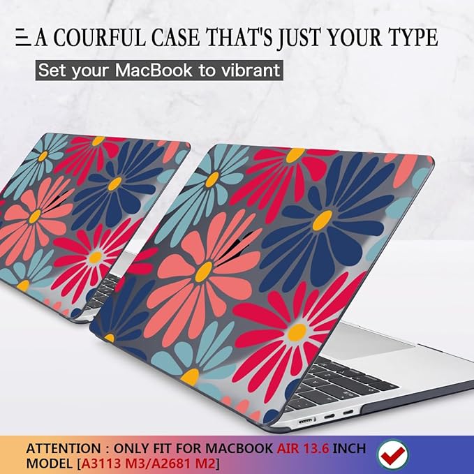 CISSOOK Compatible with MacBook Air 13 inch Case 2026 2025 2024 2023 2022 Release M5 M4 M3 M2, Hard Shell Cover Keyboard Skin for MacBook Air 13.6 inch A3449 A3240 A3113 A2681, Daisy Flowers