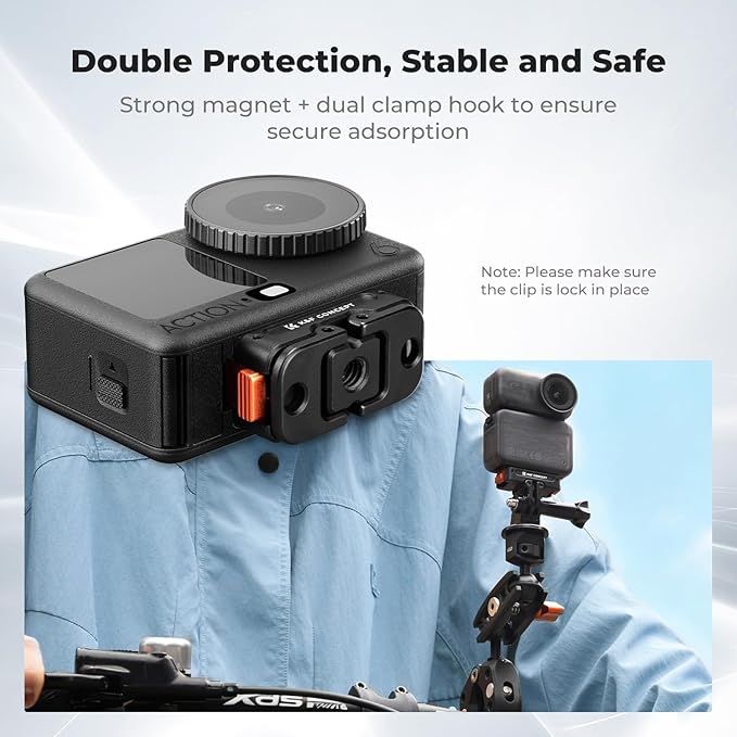 K&F Concept Magnetic Quick Release Adapter Mount Compatible with DJI Osmo Nano/Osmo Action 6, Expansion Stand with 1/4 Screw Hole/Foldable Connector/Quick-Release Buckle, Action Camera Accessories