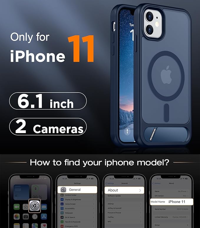 Magnetic Compatible with iPhone 11 Phone Case, [Built-in Invisible Kickstand][Compatible with MagSafe] [Military Grade Shockproof] Slim Translucent Matte Phone Case for iPhone 11 6.1"