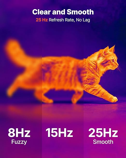 VEVOR Thermal Imaging Camera for Android & iOS, 512 x 384 Super Resolution, 25HZ Refresh Rate Infrared Thermal Imager for Smartphones Tablets, 256 x 192 IR Resolution, -4°F-1022°F & 6 Color Palettes