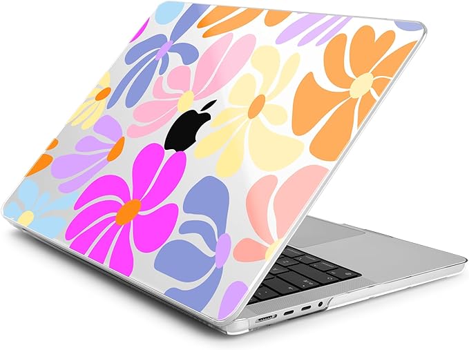 DONGKE Case for MacBook Pro 14 Inch (2026-2021 Release, M5 M4 M3 M2 M1 Pro/Max Chip), Plastic Slim Hard Shell Protective Cover with Keyboard Cover & Screen Protector, Power Florals