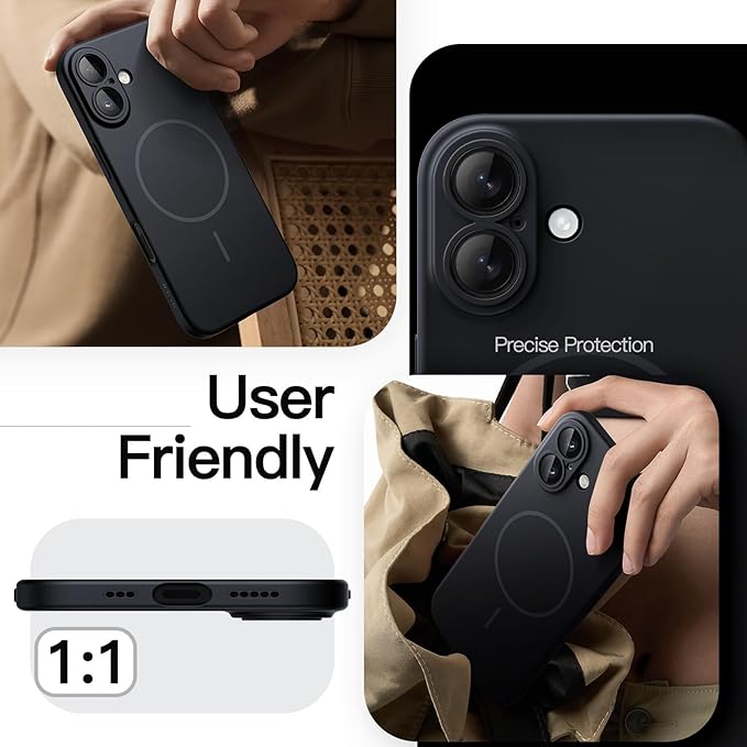 JETech Magnetic Slim Case for iPhone 17 6.3-Inch, Compatible with MagSafe, Ultra-Thin Lightweight Minimalist Phone Cover with Matte Finish and Full Camera Lens Protection (Black)