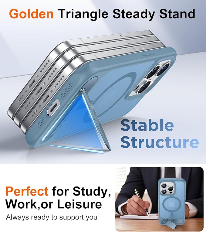Magnetic Compatible with iPhone 15 Pro Case, [Built-in Invisible Kickstand][Compatible with MagSafe][Military Grade Shockproof] Slim Translucent Matte Phone Case for iPhone 15 Pro 6.1"