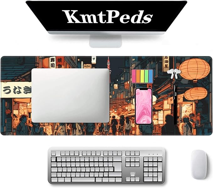 Japanese Street Gaming Mouse Pad Large,Anime Mouse Pad Gaming Mouse Mat Desk Pad,31.5 x 11.8 Desk Mat Anime Mouse Pads for Desk,Extended Keyboard Mousepad with Non-Slip Base and Stitched Edge