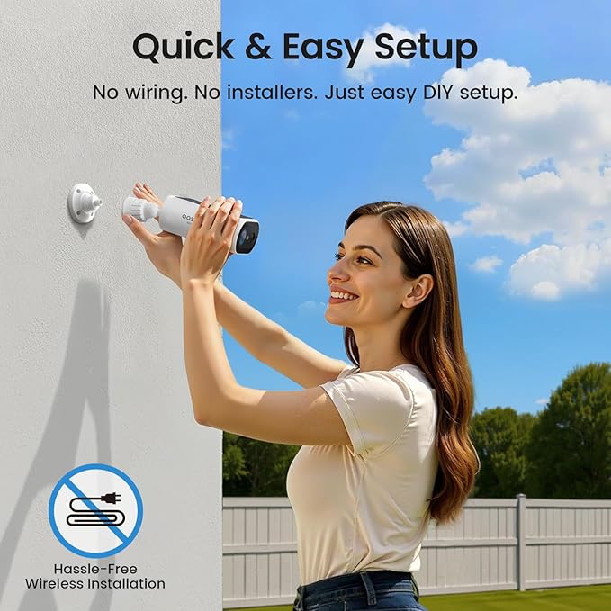 aosu Solar Security Cameras Wireless Outdoor, 2Mins DIY Installation, No Subscription Required Cameras for Home Security System, Local Storage, 2K Color Night Vision, 2.4&5GHz WiFi, 2 Cam-kit