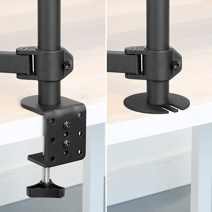Mount-It! Laptop Desk Mount with Pole, Height Adjustable Laptop Stand Mount for Desk with Vented Tray, Full Motion Laptop Arm for 11–17 Inch Laptops, 22 lb Capacity, Clamp or Grommet Base