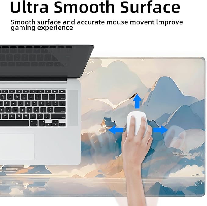Galdas Gaming Mouse Pad XXL XL Large Long Extended Big Mousepad Non-Slip Rubber Keyboard Mouse Pad with Stitched Edges for Laptop Home Office (31.5x11.8x0.08 Inch) -Cloud Scenery