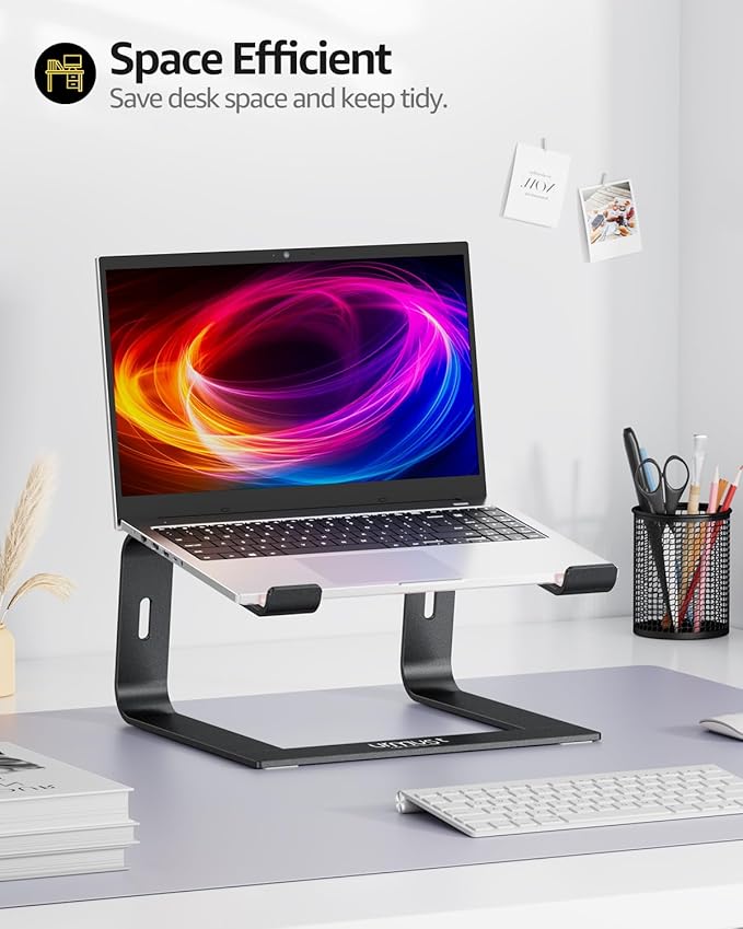 Urmust Laptop Stand for Desk Aluminum Computer Stand Riser Holder for Laptop Compatible with MacBook Air Pro, Dell, HP, Lenovo Samsung, Alienware All Laptops 11-15.6"(Black)