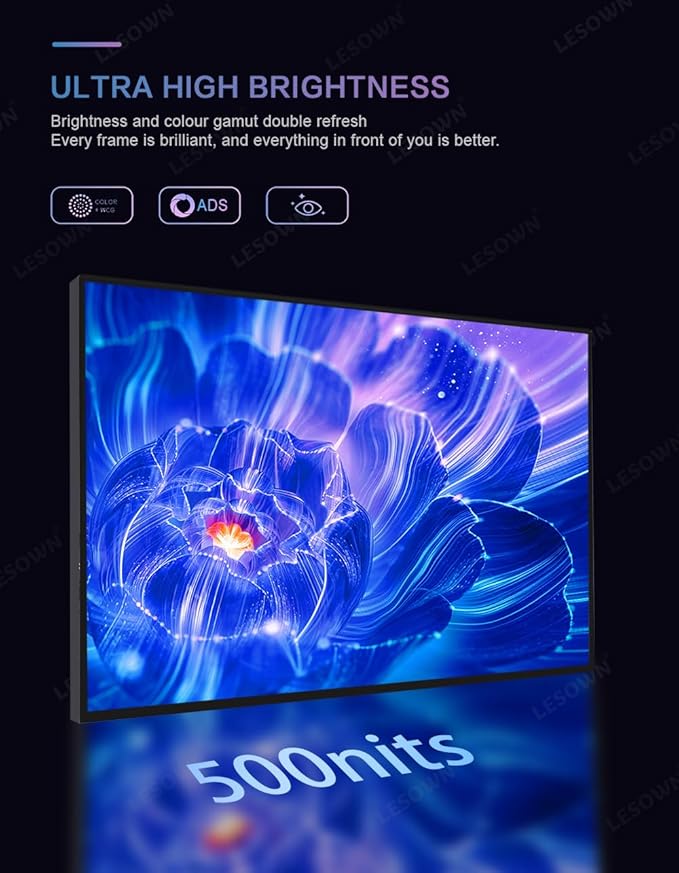 QHD 2.5K Portable Monitor 16 inch 2560x1600 USB Type-C HDMI 500Nits High Brightness Gaming Ultra Wide Gamer Display with Speakers Secondary Monitor for Laptop PC Phone Mac (2.5K 144Hz No Touch)