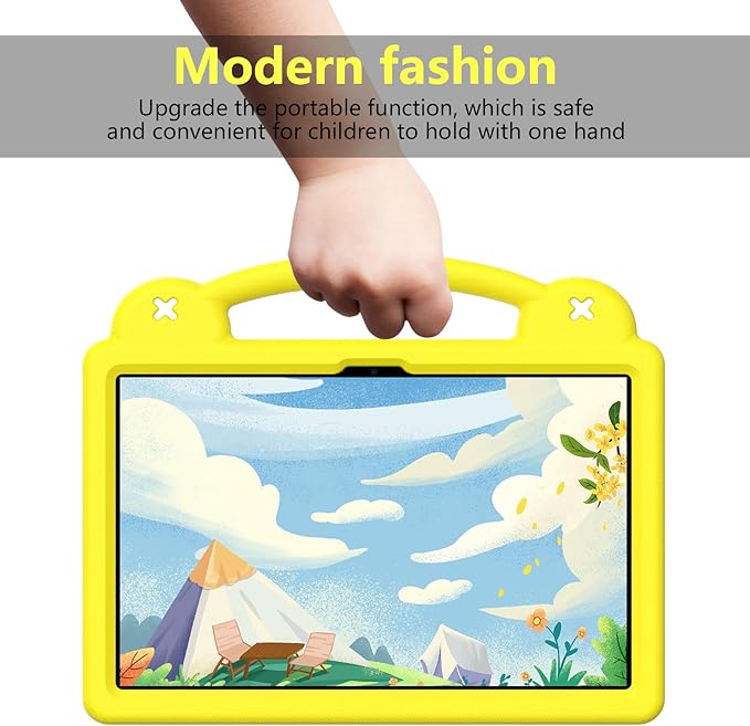 AKABEILA Compatible with Honor Pad X9a 2025 11.5 inch Tablet Case, Kids Friendly Universal Lightweight Shockproof Protective Case with Shoulder Strap & Stand Handle Yellow