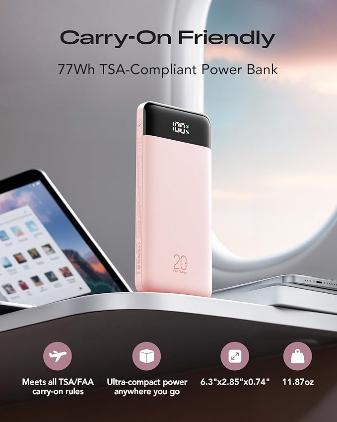 Orfeika 20000mAh Power Bank Fast Charging, Portable Charger with 4 Built-in Cables & 6 Outputs, 20W PD USB C Battery Pack Compatible with iPhone 16/15, Galaxy, Android, iPad & More (Travel Essential)