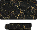 Black and Gold Marble Large Extended Mouse Pads XL Mousepad with Stitched Edges Marbling Non-Slip Rubber Base Computer Keyboard Pad Desk Mat for Home Office Desk Decor, 29.5" X 15.8"