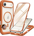 Miracase Magnetic for iPhone Air Case 6.5" [Compatible with MagSafe] Full-Body Phone Case with Built-in Glass Screen Protector & Camera Control,Drop Proof iPhone 17 Air Case Cover, Orange