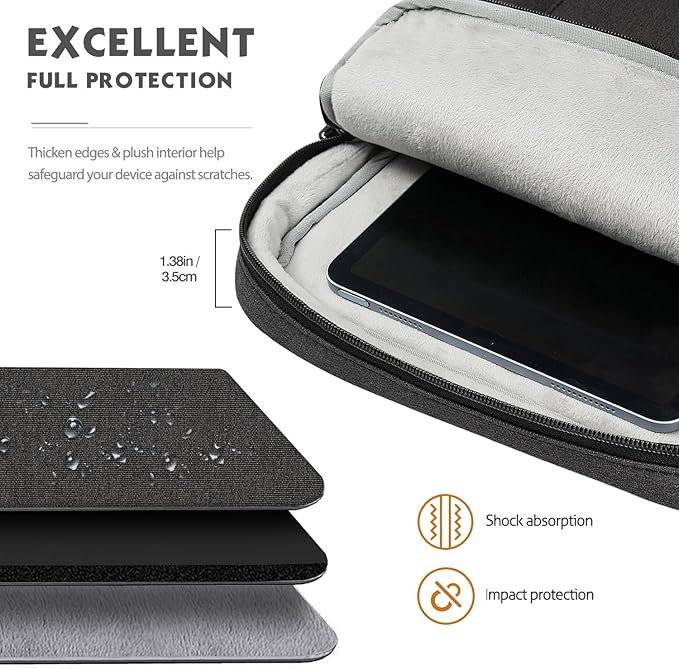 MoKo Laptop Sleeve Bag for 13.3-14 Inch, Notebook Carrying Case with Pocket Fits New MacBook Pro M3/M2 14" /13" M2/M1 Pro/M1 Max 14.2 2023-2021/Air 13.6" M2 2022, Surface Pro 9/8 13", Black & Gray