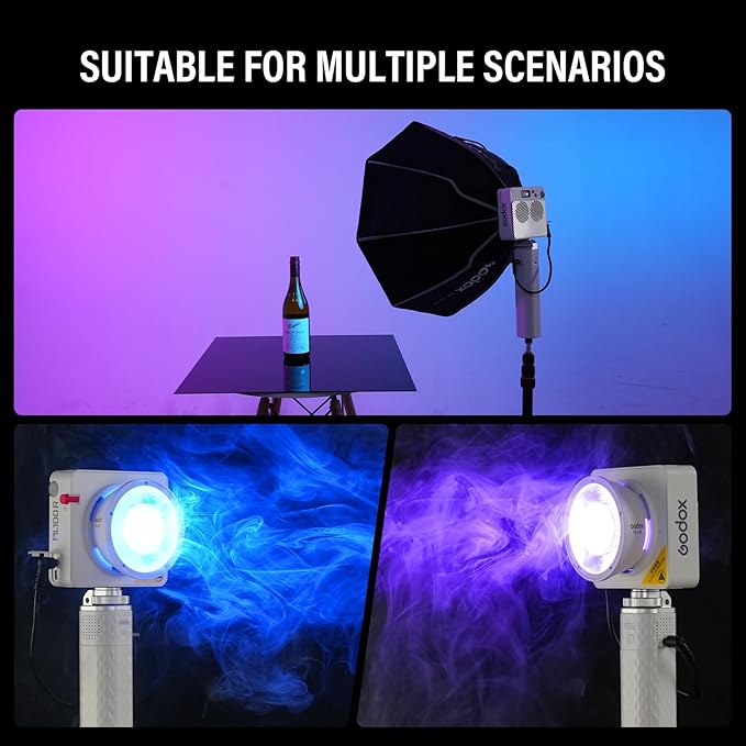 Godox ML100R RGB LED Video Light with Battery Grip & Carry Case, 110W Full-Color, 1800K-10000K CRI 97+/TLCI 98+, 14 FX Effects APP Control Portable Video Light for Studio/Streaming/Outdoor Photography