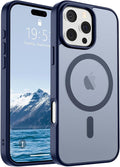 SUPFINE Magnetic for iPhone 16 Pro Case (Compatible with MagSafe) (Military Grade Drop Protection) Slim Translucent Matte Shockproof with Anti-Fingerprint Phone Case,Navy Blue