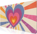 L-SPOUTTO Geometric Heart Desk Mat for Keyboard and Mouse,Abstract XXL Large Mouse Pad,35.4x15.7in Non-Slip Keyboard Pad Waterproof Desktop Mat for Laptop Computer Work Game Home Office-Groovy Heart