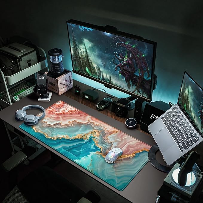 Canjoy Gaming Mouse Pad, 31.5x15.7inch Large Extended Mousepad Big Computer Desk Mat for Keyboard and Mouse Full Desk Mouse Mat with Non-Slip & Rubber Base