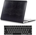 DTangLsm for Crocodile MacBook Pro 13 inch Case 2026 2025-2016 M2 M1 A2338 A2289 A2251 A2159 A1989 A1706 A1708, Alligator Skin Snakeskin PU Leather Hard Shell Cover for Mac Pro 13+Keyboard Skin, Black