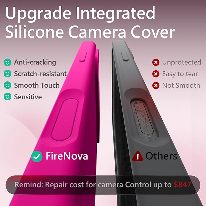 FireNova Magnetic for iPhone 17 Pro Max Case, Compatible with MagSafe, [Integrated Silicone Camera Control Button] [Camera Protection] Anti-Scratch Microfiber Lining Phone Case, 6.9", Hot Pink