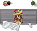 Large Mouse Pad, 31.5 x 11.8in Extended Gaming Mouse Pad with Stitched Edges, XXL Mousepad Protector Non Slip Rubber Base for Office and Home Writing Mat, Sunflower Girl Pattern Desk Mat