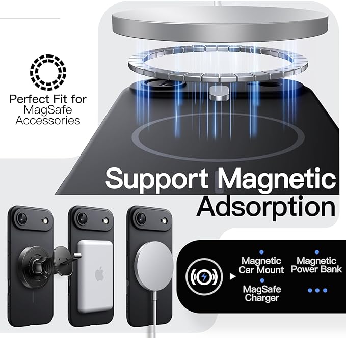 JETech Magnetic Slim Case for iPhone Air, Compatible with MagSafe, Ultra-Thin Lightweight Minimalist Phone Cover with Matte Finish and Full Camera Lens Protection, 6.5-Inch Display (Black)