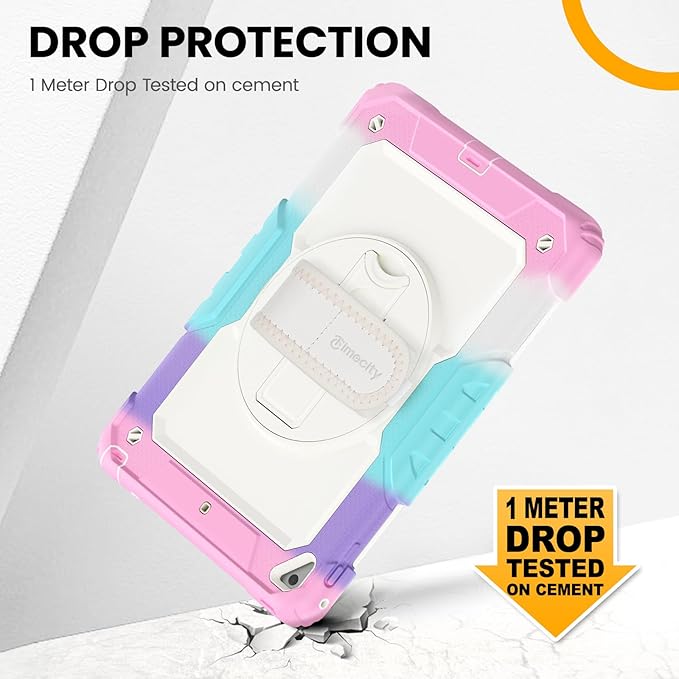 Timecity Kids Case for iPad 6th/5th Generation (9.7-inch, 2018/2017), for iPad Air 2, Full-Body Protective Case with Screen Protector, Swivel Stand&Handle, Shoulder Strap for iPad 9.7 inch- Pink Camo