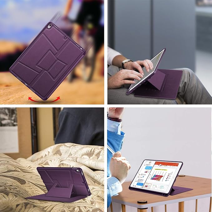 Fintie Magnetic Stand Case for iPad Air 10.5" (3rd Generation) 2019 / iPad Pro 10.5" 2017, Multi-Angle Viewing Rugged Soft TPU Back Cover with Pencil Holder, Auto Wake/Sleep, Purple
