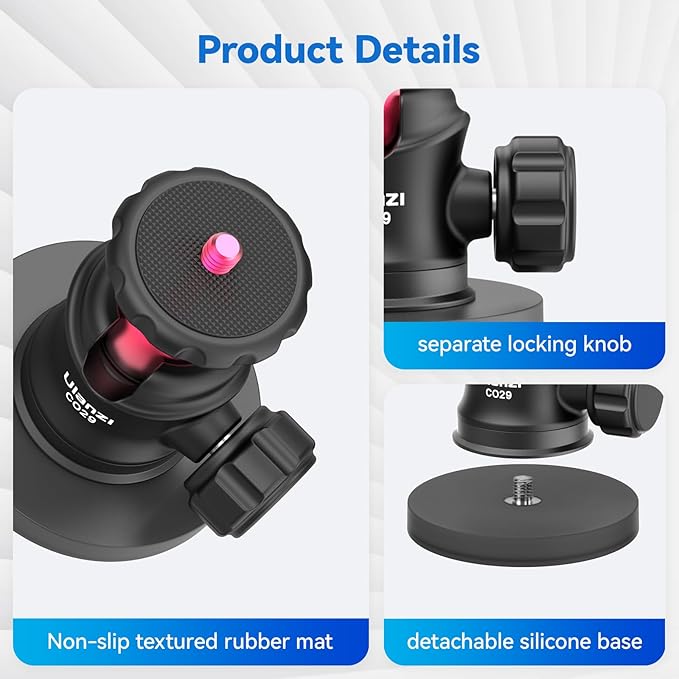 ULANZI Magnetic Camera Mount for Action Camera, Strong Magnetic Mount with 360° Rotation Ball Head and Built-in 6 Magnets, Compatible with Gopro Hero 13/12/11/10, DJI Osmo Action Osmo Nano, Insta360