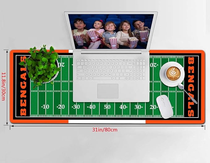 Large Gaming Mouse Pad, Mousepad with Non-Slip Rubber Base for Laptop Computer Desktop Keyboard,Football Fans Black Orange Design Mat Boy Husband Gift