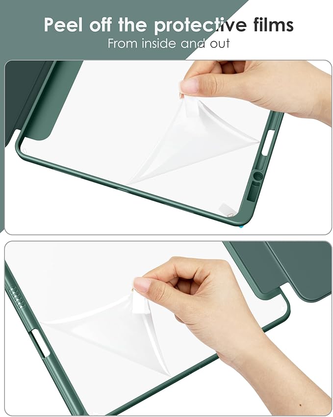 VIKESI Case for iPad Pro 12.9 6th/5th/4th/3rd Generation 2022/2021/2020/2018,TPU Shockproof Frame,Built-in Pencil Holder,Auto Sleep/Wake - Midnight Green
