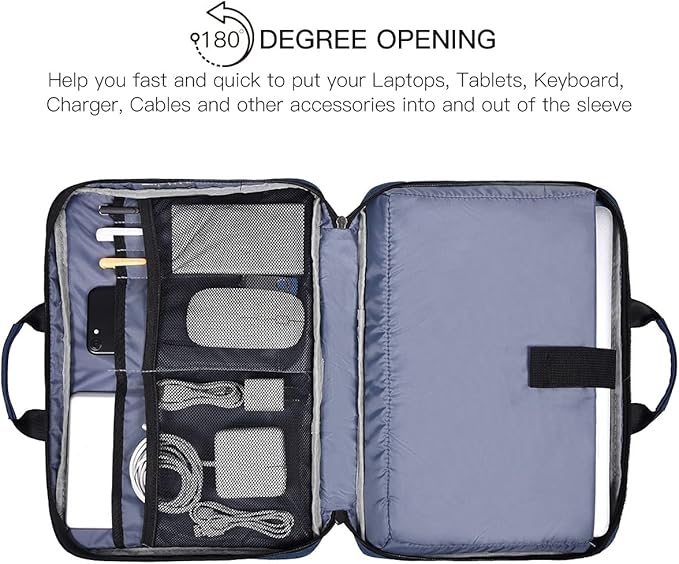 15.6 Inch Laptop Sleeve Bag, Waterproof Men Women TSA Case for Macbook Pro 16 M5 M4 M3 M2 M1, Acer Aspire E15/Predator, Lenovo Ideapad 1 15.6, HP Envy/Victus 15.6, ASUS Dell 15 16 Case, Navy Blue