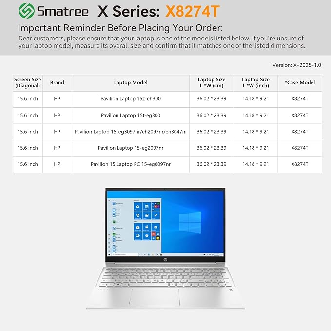 Smatree Hard EVA Protective Sleeve Compatible for 15.6 inch HP Pavilion Laptop 15t/15/15z, Waterproof and Anti-Shock Laptop Case, Green (X8274TG)