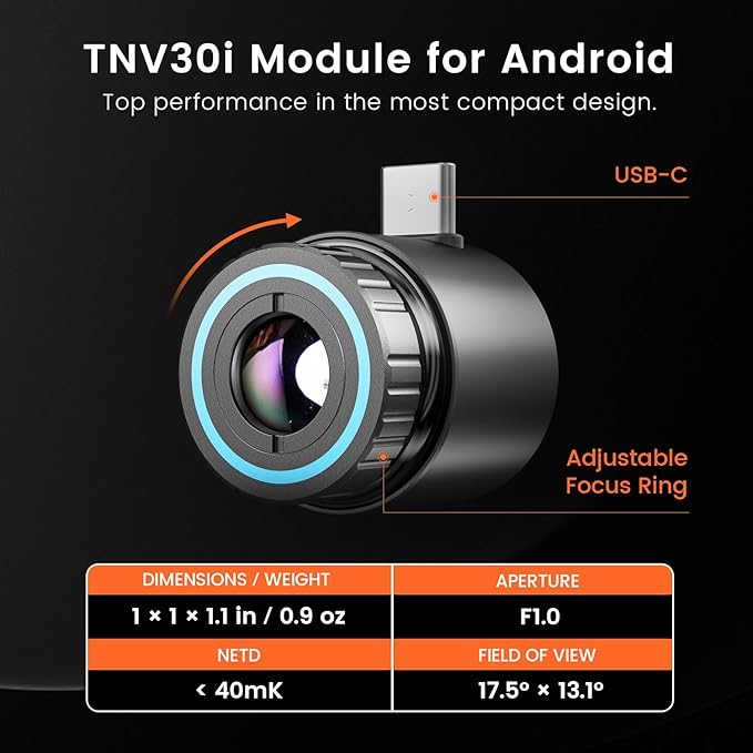 Thermal Monocular for Android, MILESEEY TNV30i Night Vision Thermal Scope, 512×384 Super Resolution 50Hz Thermal Imaging Camera, 1600-Yard Range Thermal Goggles, Building Detection, 10-15mm Lens