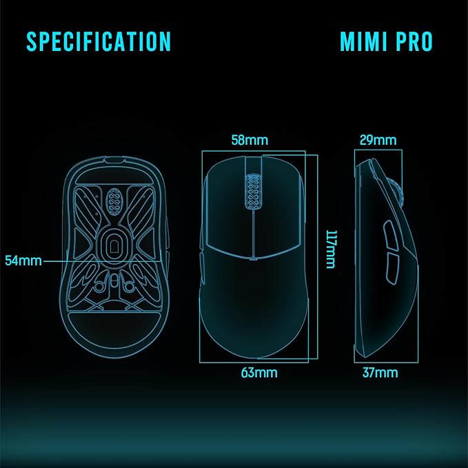 Lamzu Atlantis Mini Pro Wireless Gaming Mouse, Ultra Lightweight 51g, Mechanical Switch,Symmetrical,26000 DPI,MCU Nordic 52840,PAW3395 Sensor, 4K Compatible, for Small Hand Gamer-Polar Whtie