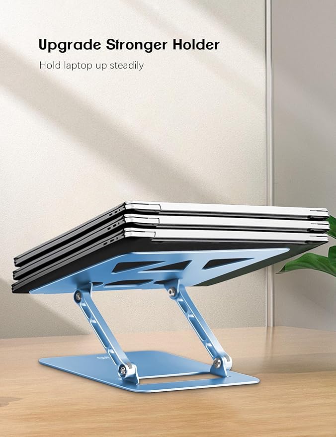 Aoviho Adjustable Laptop Stand for Desk,Portable Laptop Stand Holder and Riser,Foldable Aluminum Notebook Computer Stands for MacBook Air Pro HP Lenovo Dell Samsung Chromebook, 10-15.6 inch, Sky Blue